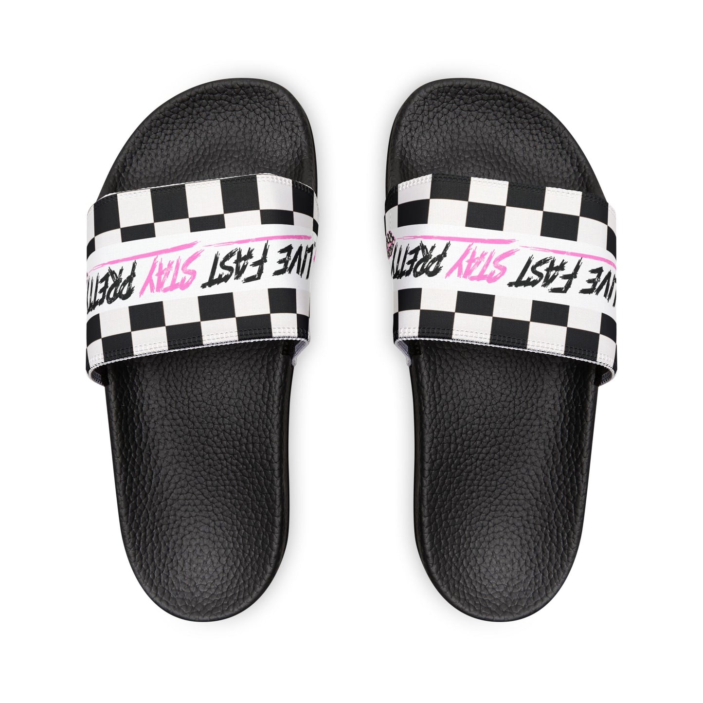 Youth Checkerboard 'Pretty' Slide Sandals