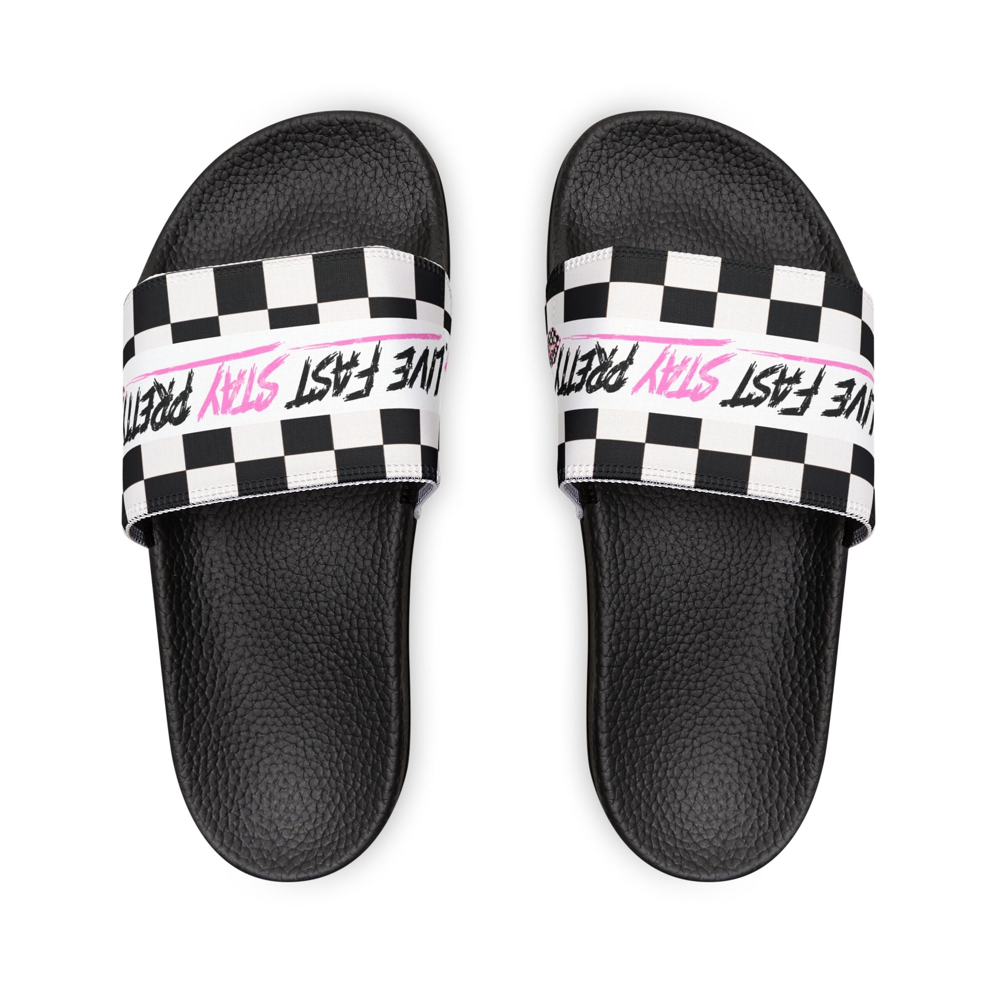 Youth Checkerboard 'Pretty' Slide Sandals