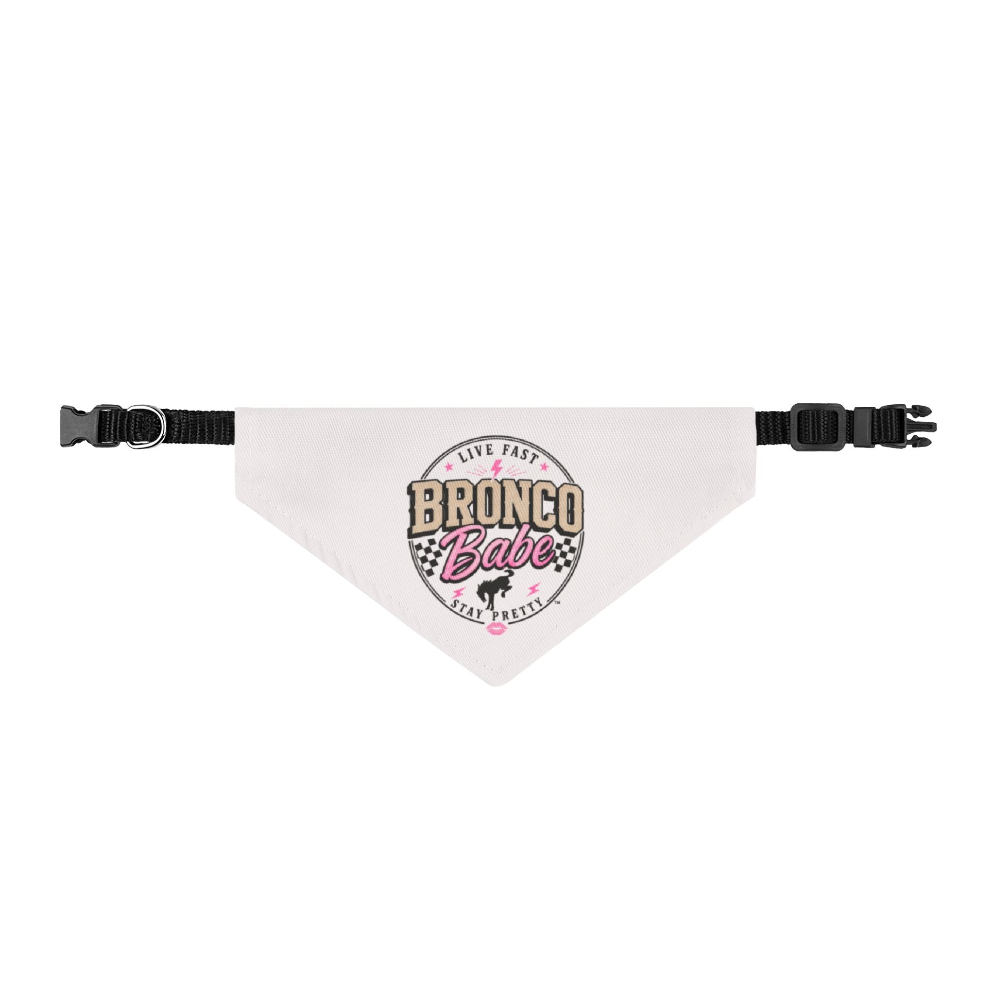 Clip-On Pet Bandana — 'Bronco Babe' Western Dog Bandana (Adjustable Collar Attachment)