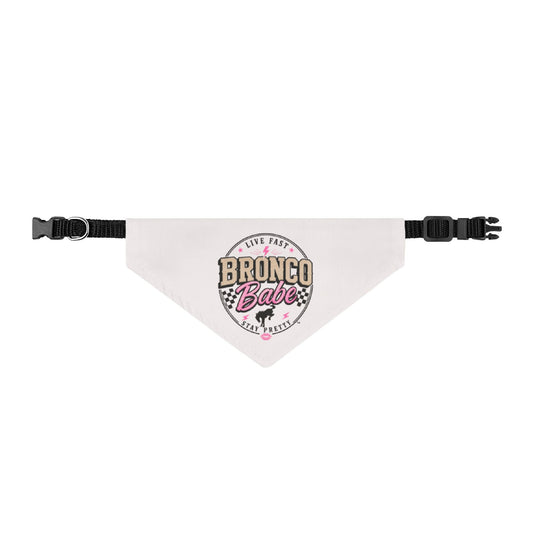 Clip-On Pet Bandana — 'Bronco Babe' Western Dog Bandana (Adjustable Collar Attachment)