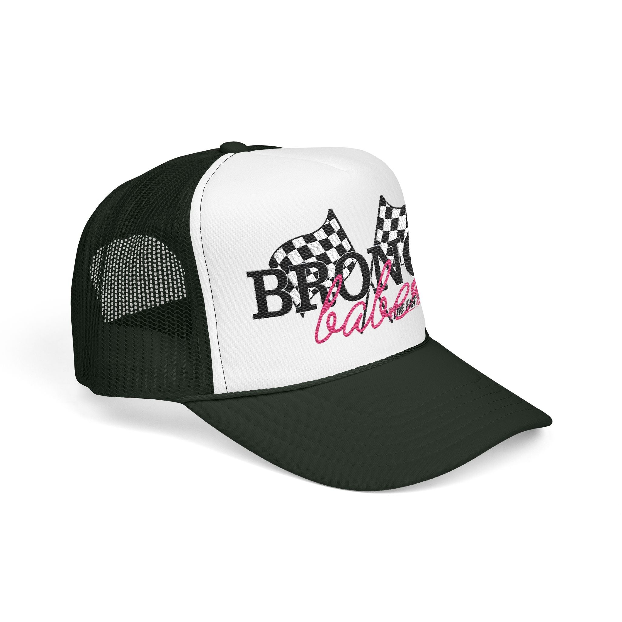 Trucker Hat — 'Bronco Baddie' Racing Flags Foam Trucker Hat