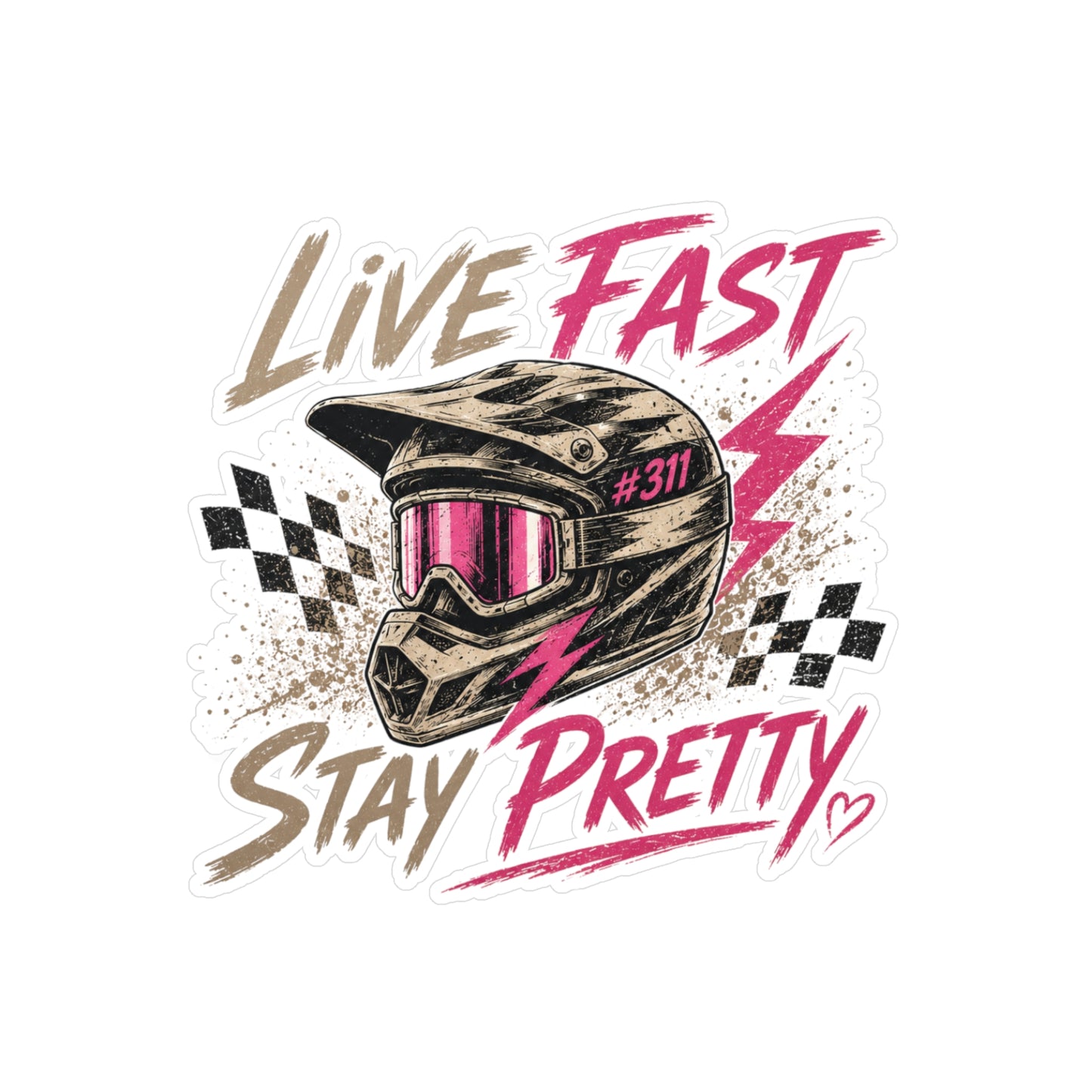 Live Fast Stay Pretty helmet sticker | Vinyl Kiss-Cut Sticker