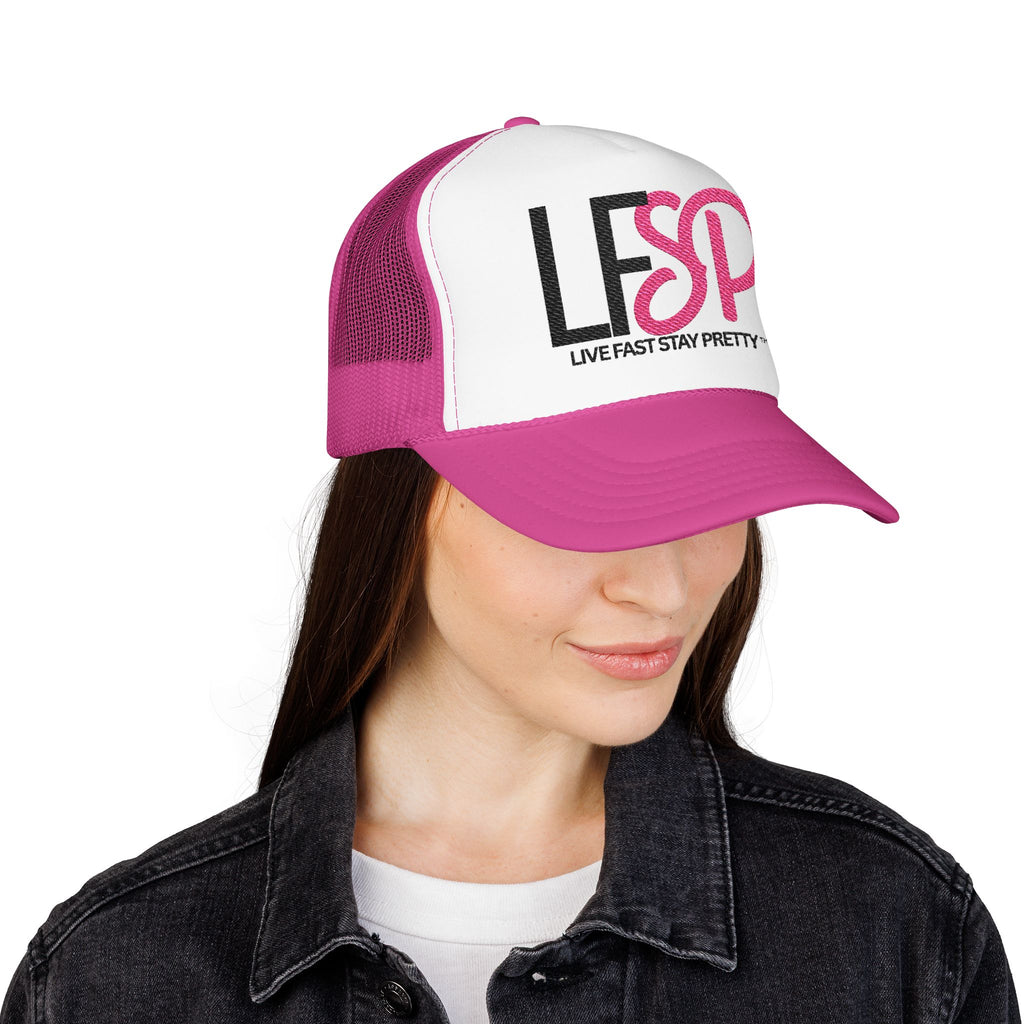 Live Fast Stay Pretty  Embroidered Trucker Hat — LFSP Logo