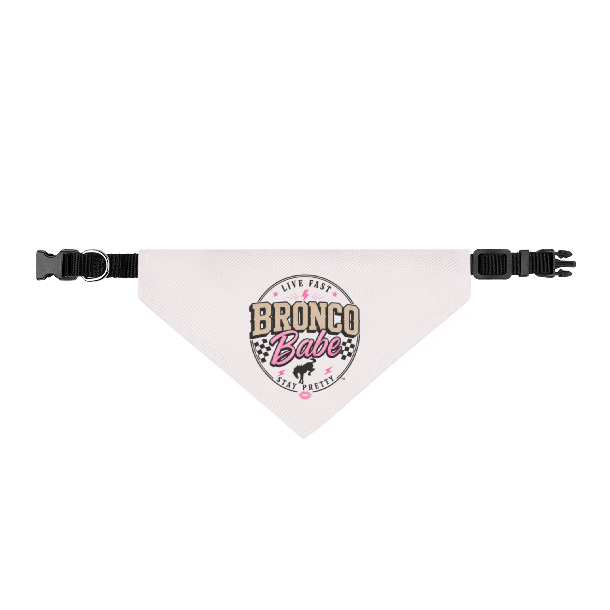 Clip-On Pet Bandana — 'Bronco Babe' Western Dog Bandana (Adjustable Collar Attachment)