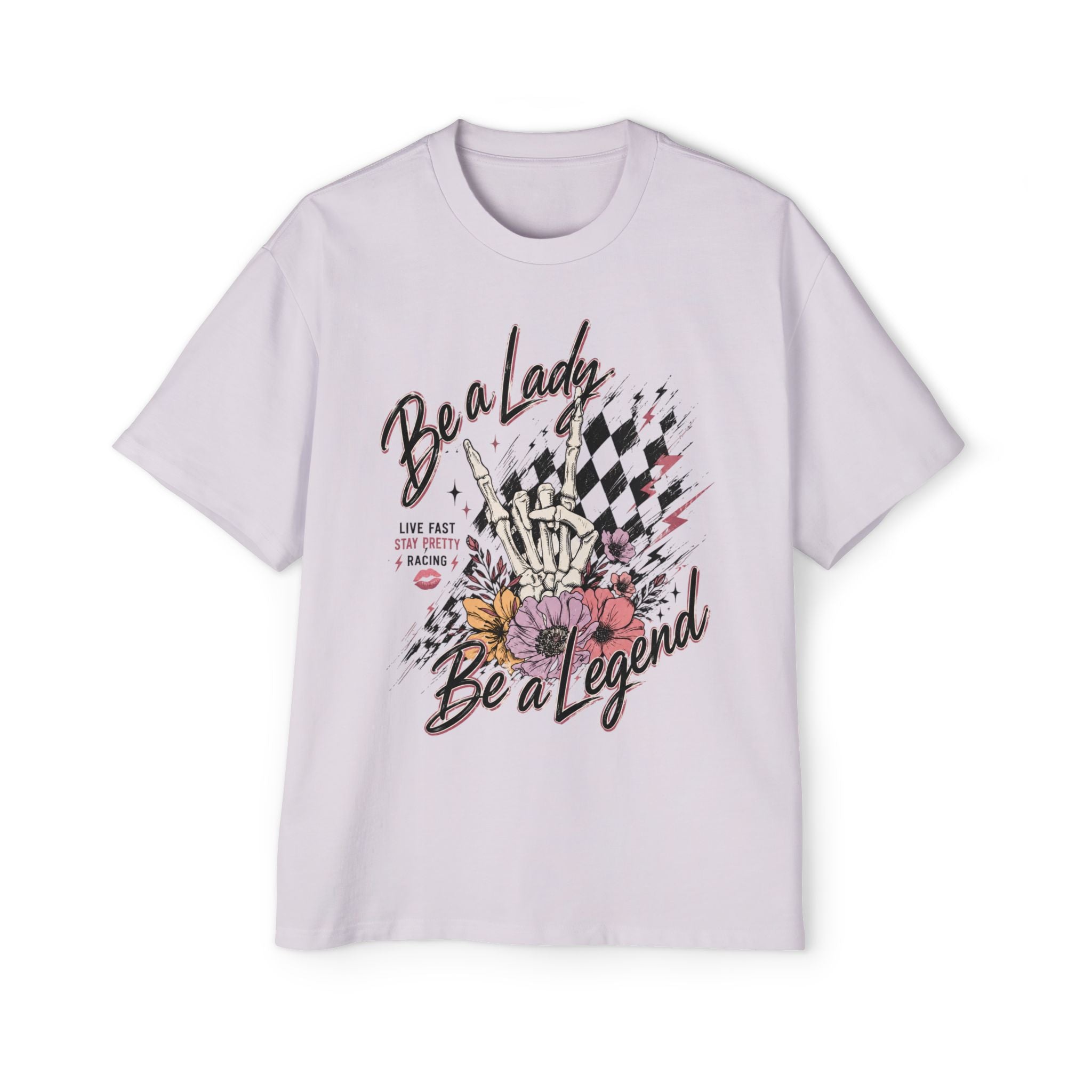 Be a Lady Be a Legend Graphic Tee — Vintage Floral Racing Design