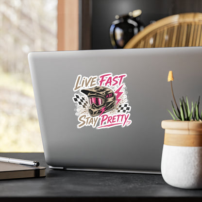 Live Fast Stay Pretty helmet sticker | Vinyl Kiss-Cut Sticker
