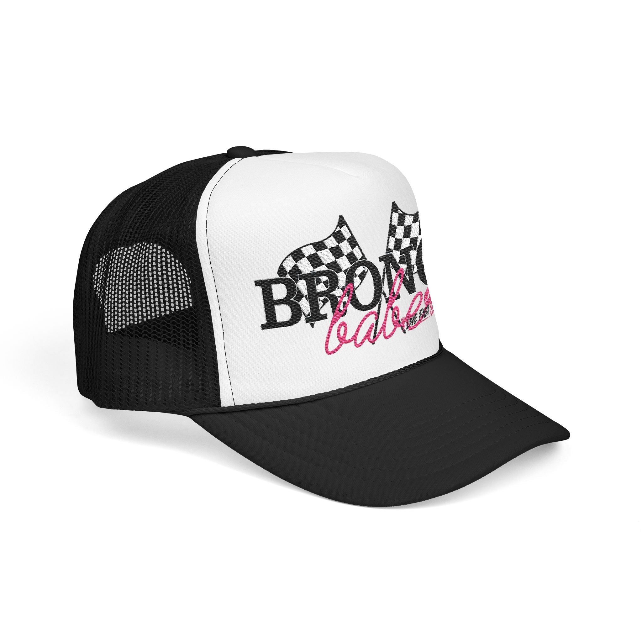 Trucker Hat — 'Bronco Baddie' Racing Flags Foam Trucker Hat