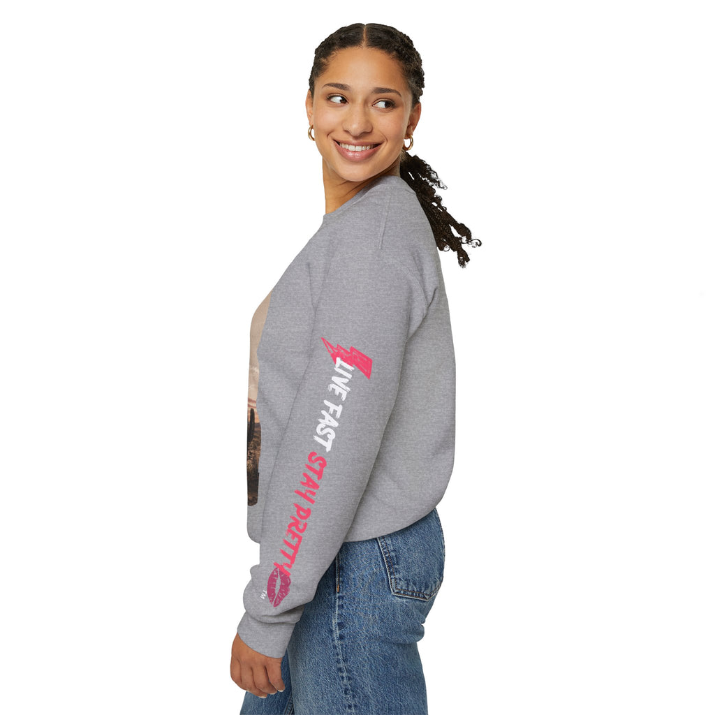 Crewneck Sweatshirt - "Racing on Caffeine and Chaos" Desert Off-Road Graphic