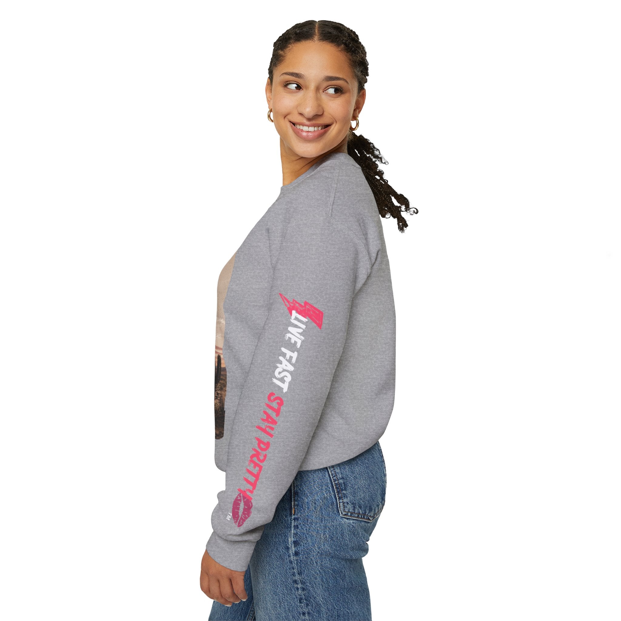 Crewneck Sweatshirt - "Racing on Caffeine and Chaos" Desert Off-Road Graphic