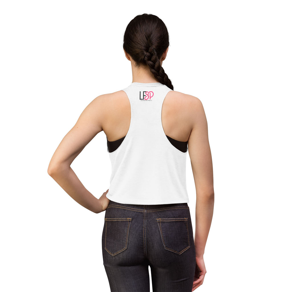 Live Fast Stay Pretty Crop Tank — Retro Racing Pink Graphic Women's Crop Top