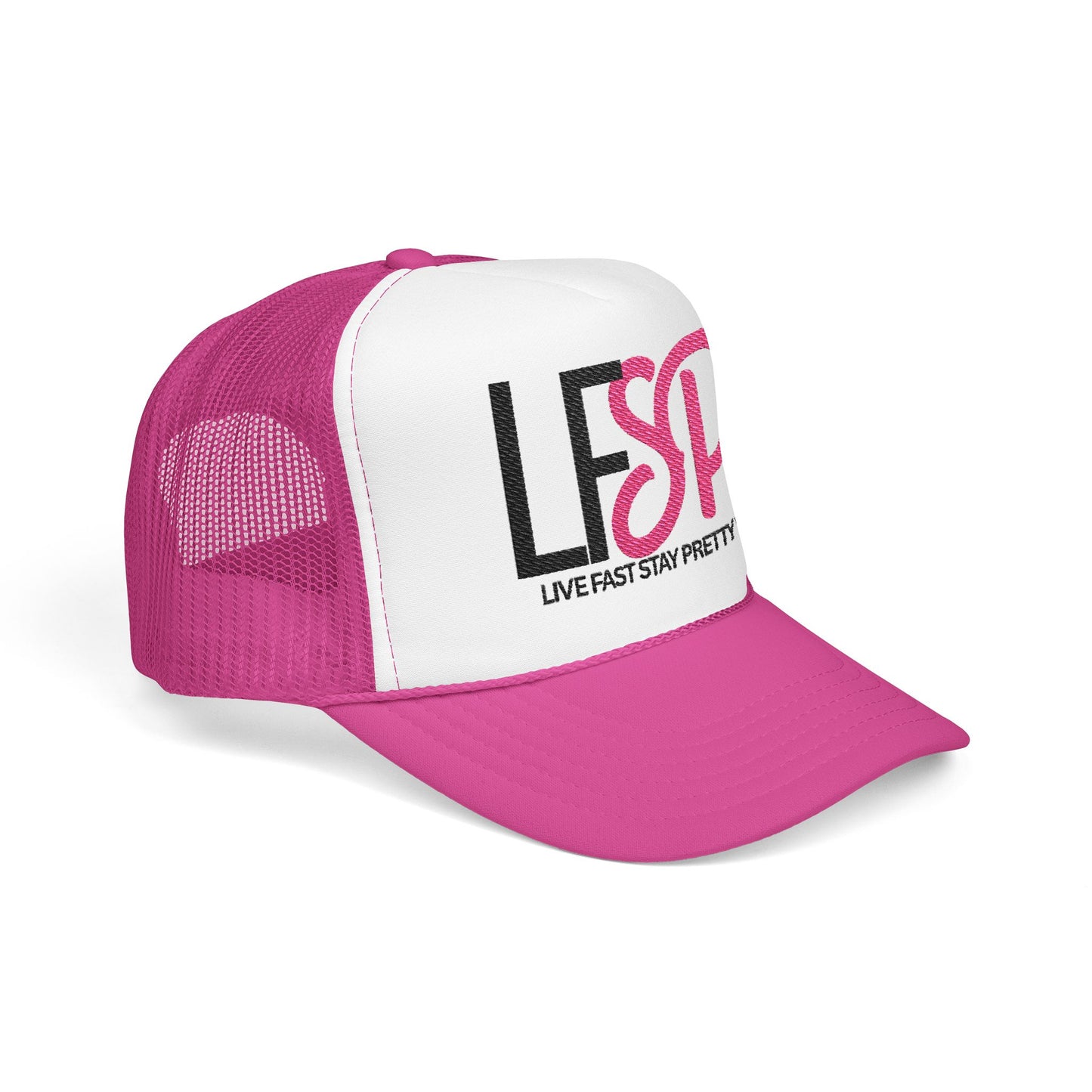 Live Fast Stay Pretty  Embroidered Trucker Hat — LFSP Logo