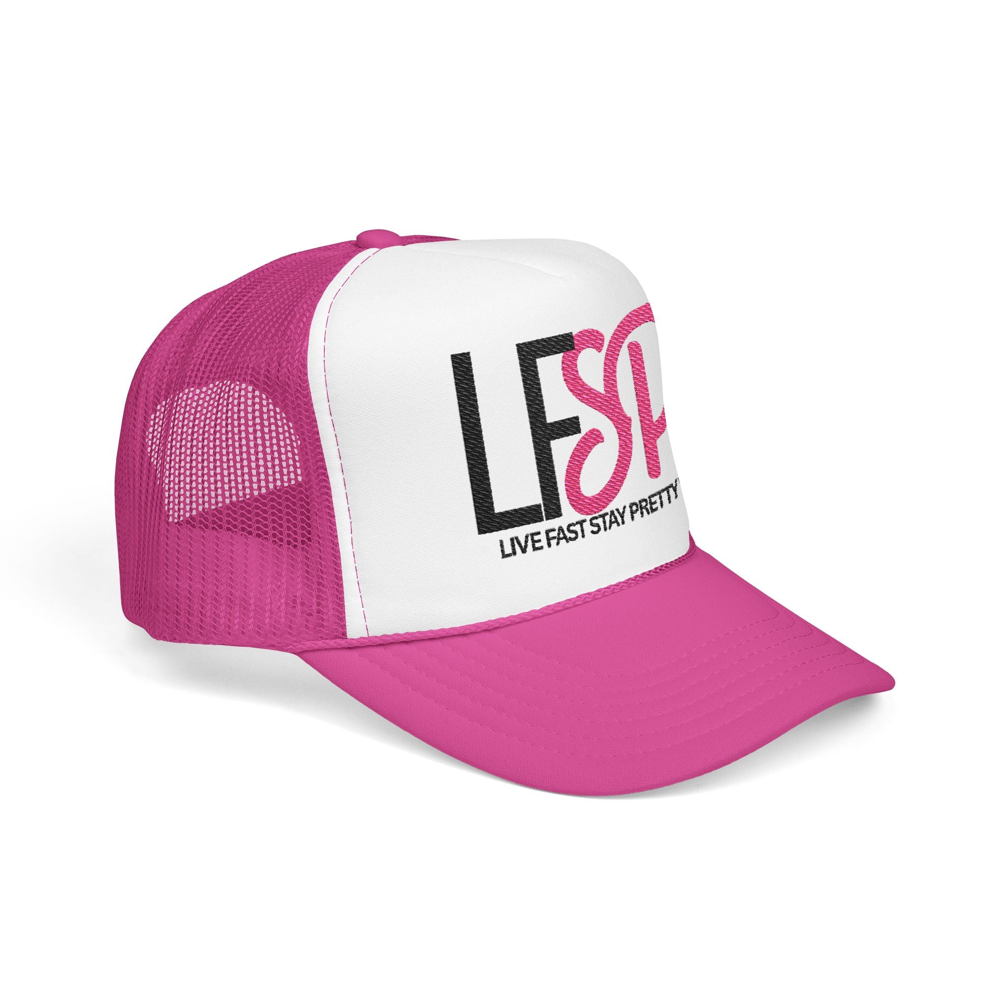 Live Fast Stay Pretty  Embroidered Trucker Hat — LFSP Logo