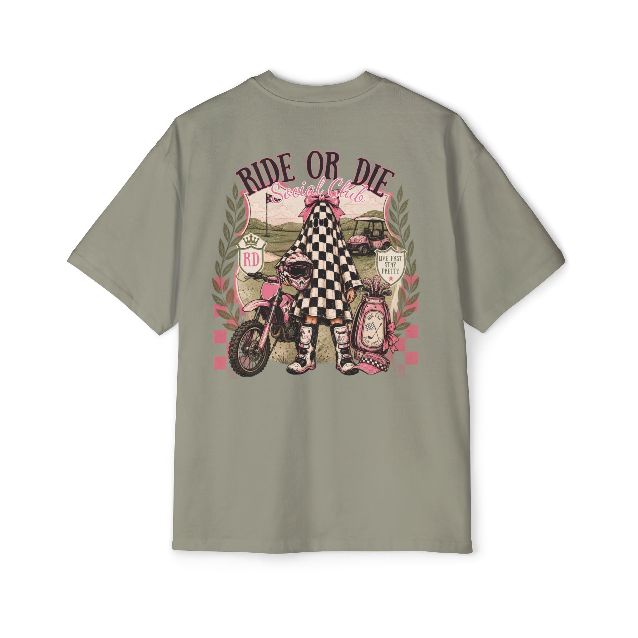 Ride or Die Graphic Tee — Vintage Motorcycle Checkerboard Design