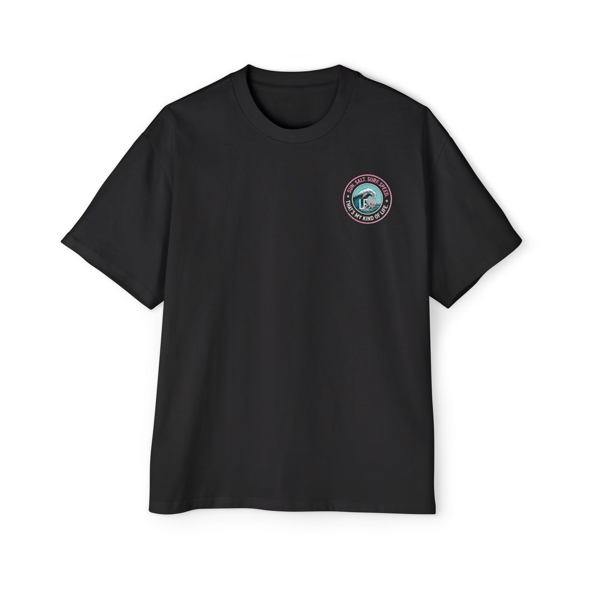 Live Fast Stay Pretty Oversized Heavy Tee — Vintage Surf Skull Graphic Shirt