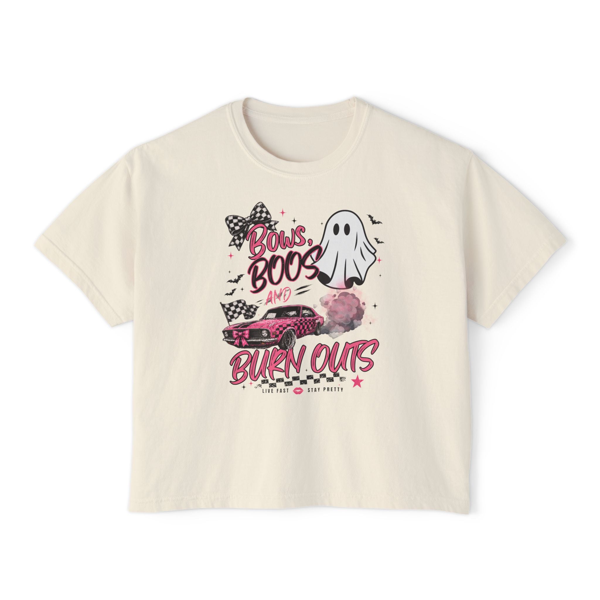 Bows, Boos, & Burnouts-Womens Boxed Cropped Tee