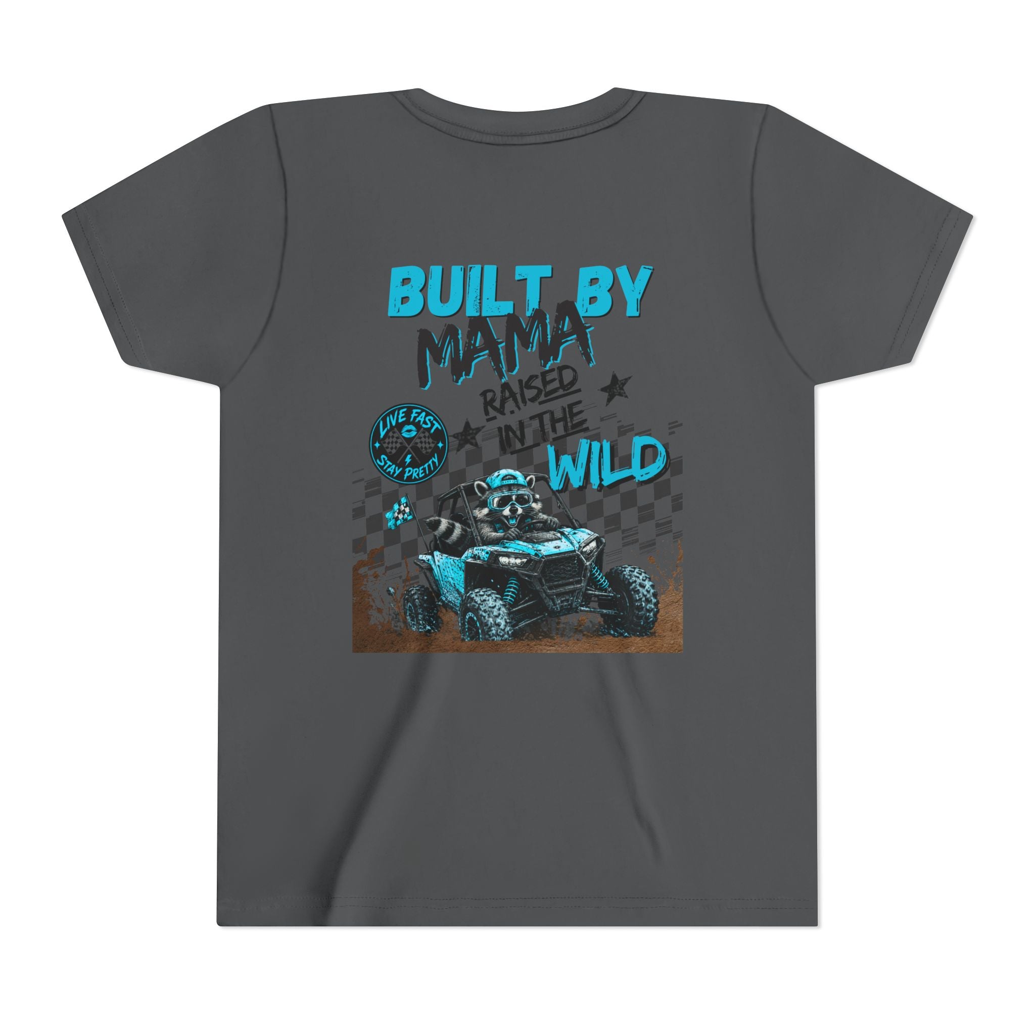 Youth Tee Blue — "Built By Mama, Raised In The Wild"
