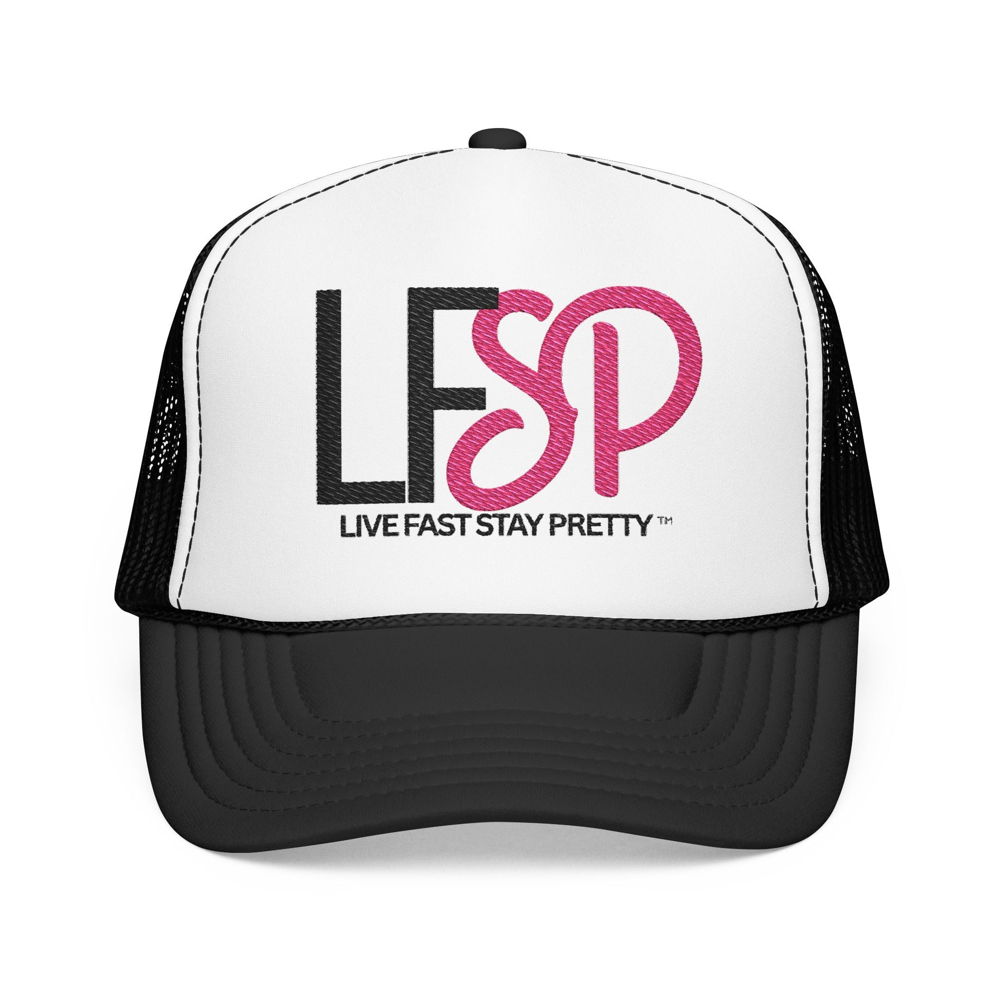 Live Fast Stay Pretty  Embroidered Trucker Hat — LFSP Logo