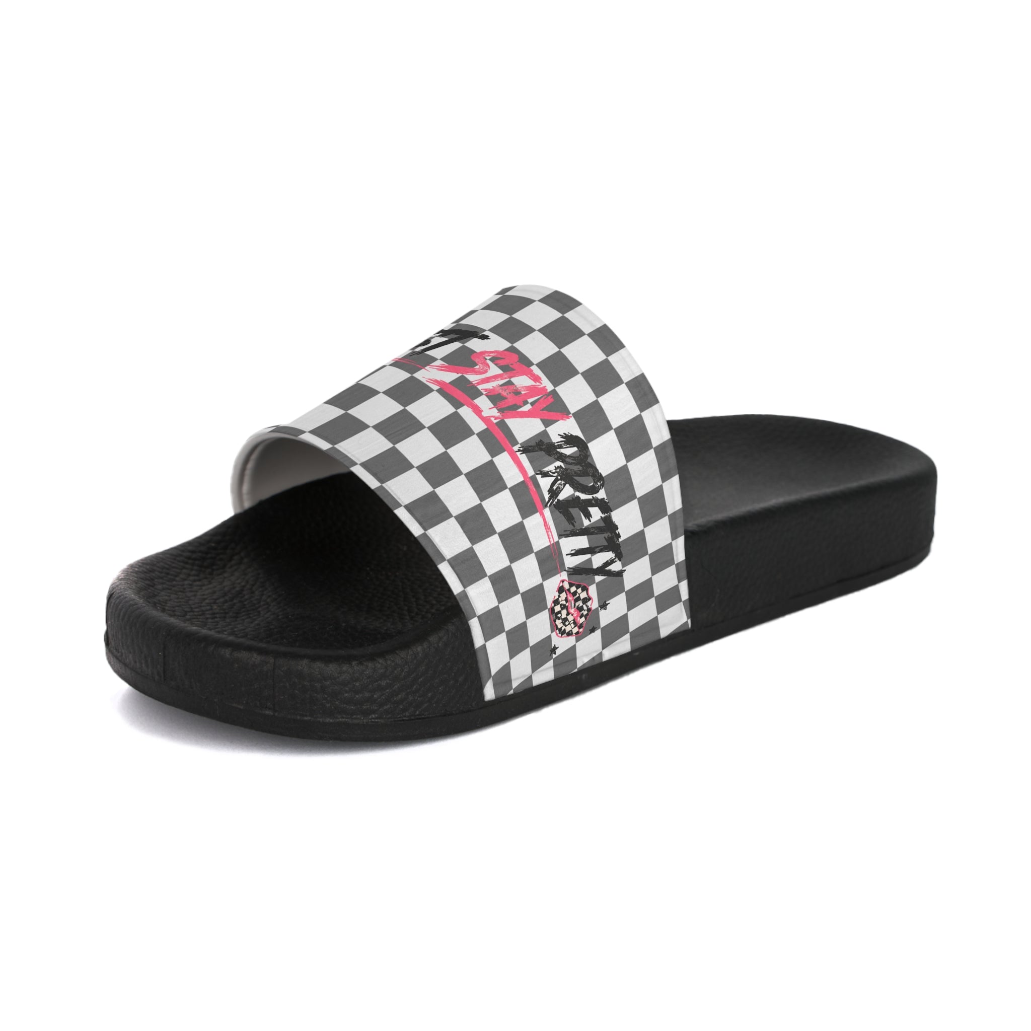 Checkered 'Just Vibin' Women's Slide Sandals
