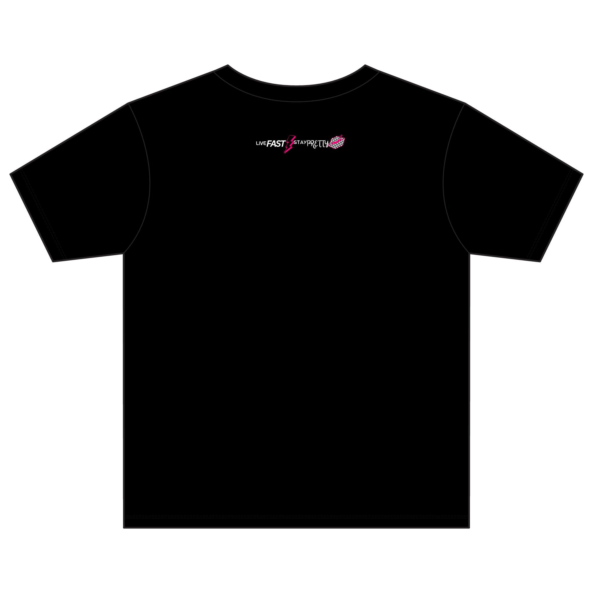 Live Fast Stay Pretty Youth Tee | Racing Flags, Pink Lip Graphic
