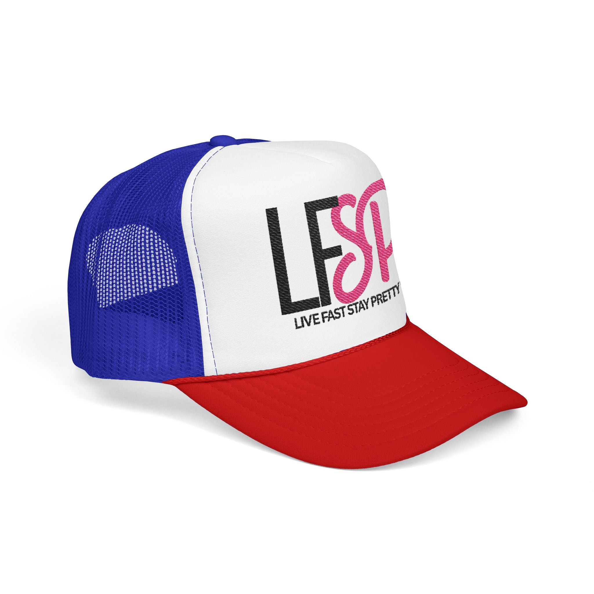 Live Fast Stay Pretty  Embroidered Trucker Hat — LFSP Logo