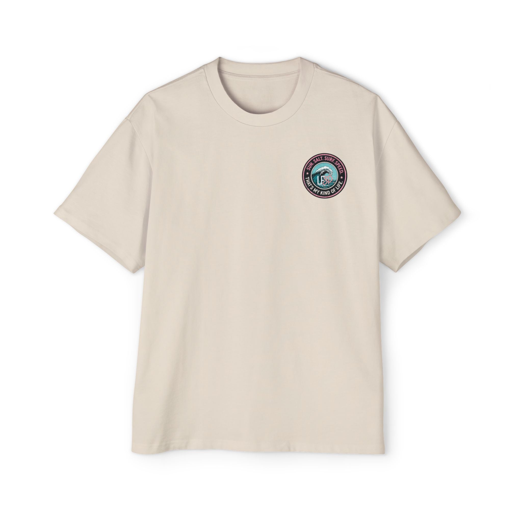 Live Fast Stay Pretty Oversized Heavy Tee — Vintage Surf Skull Graphic Shirt