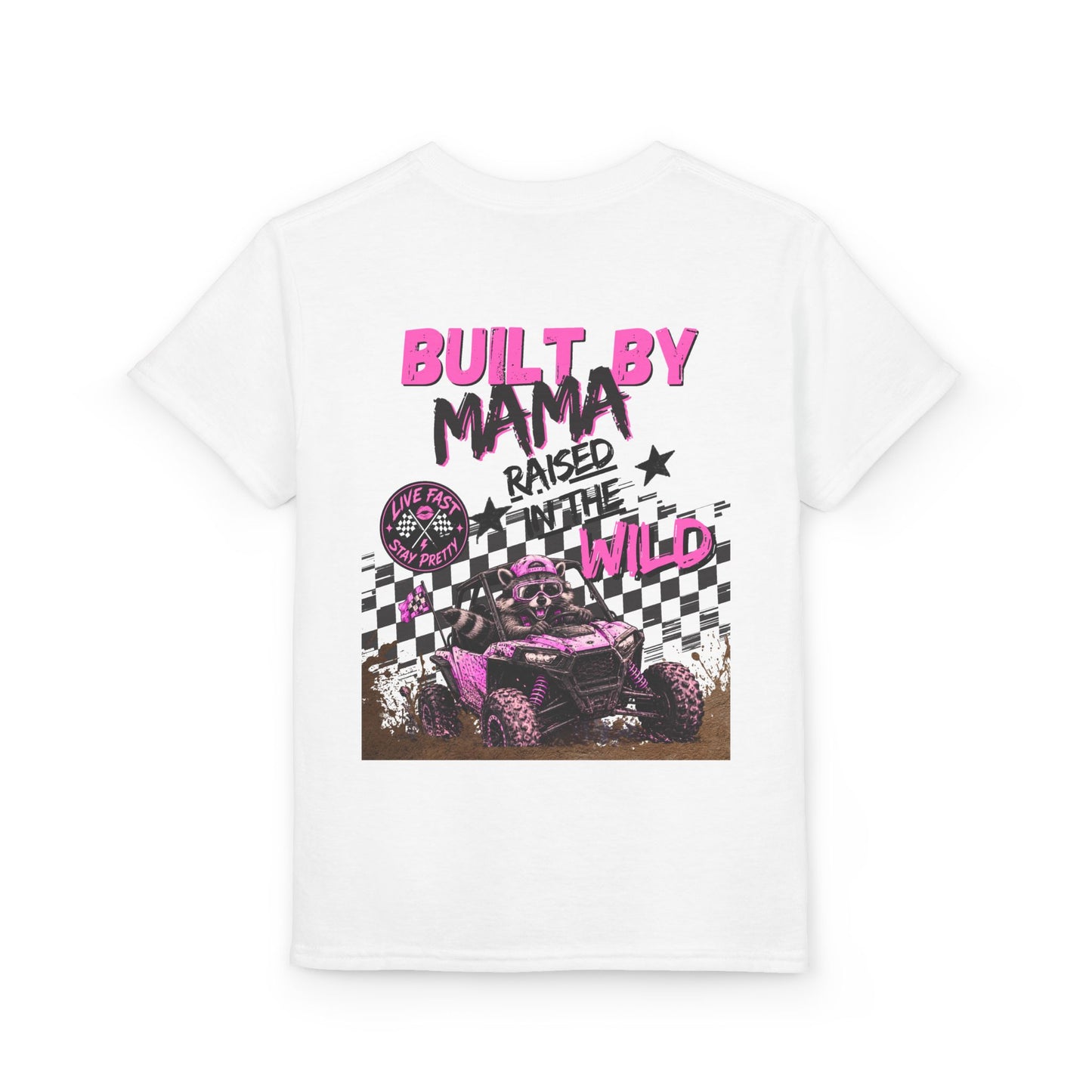 Youth T-Shirt — "Built by Mama Raised Wild" Off‑Road Quad Graphic