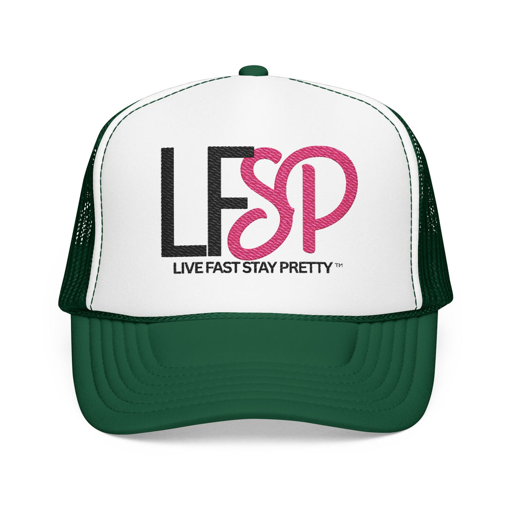 Live Fast Stay Pretty  Embroidered Trucker Hat — LFSP Logo