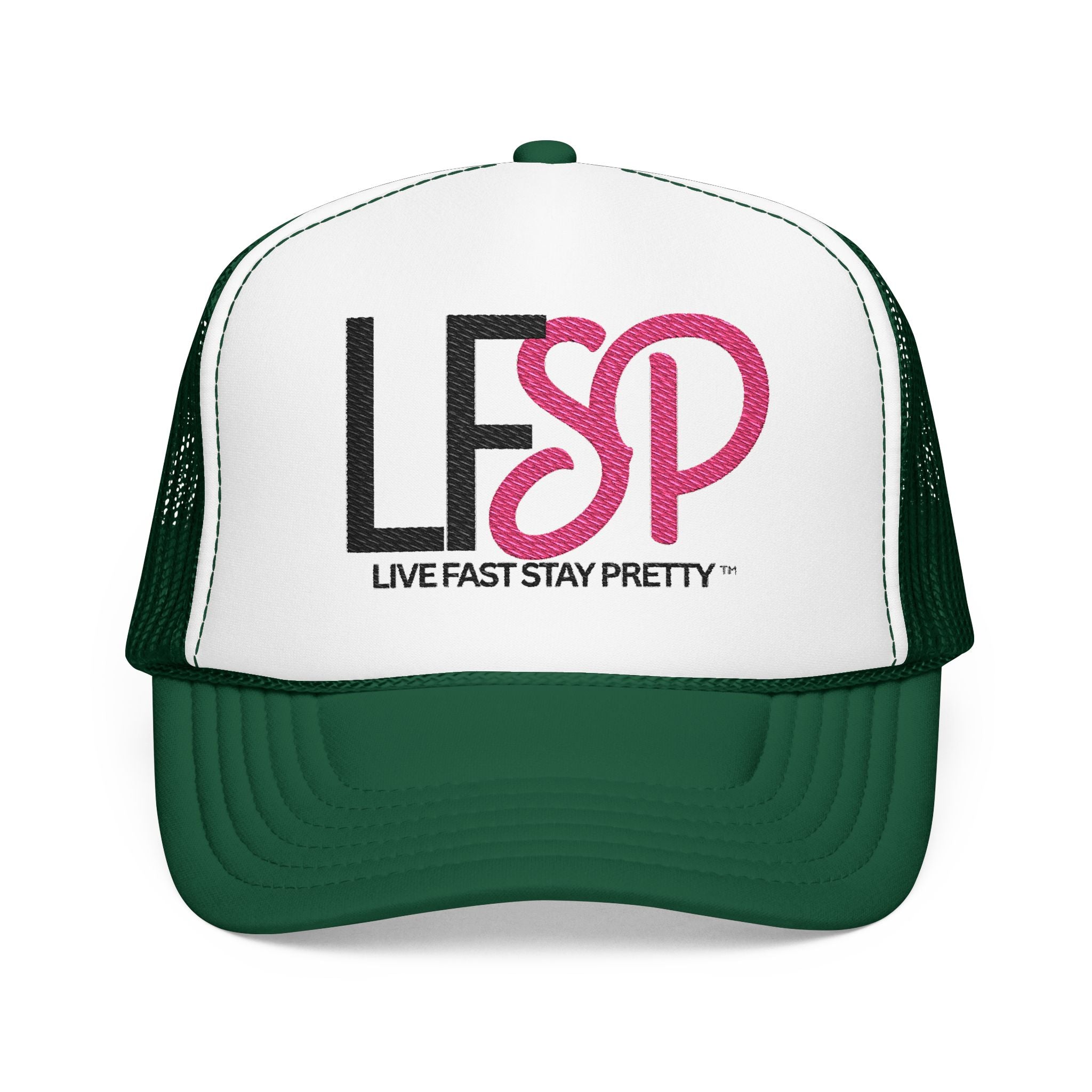 Live Fast Stay Pretty  Embroidered Trucker Hat — LFSP Logo