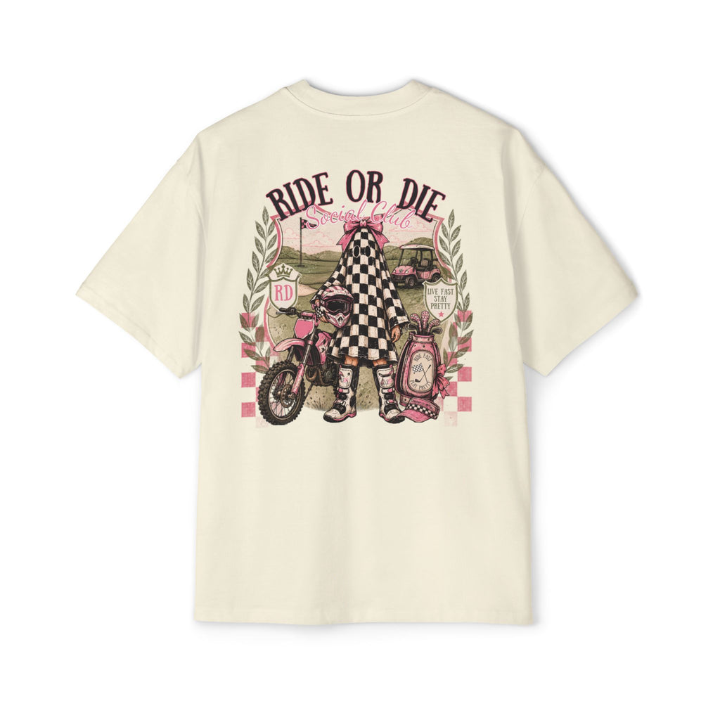 Ride or Die Graphic Tee — Vintage Motorcycle Checkerboard Design