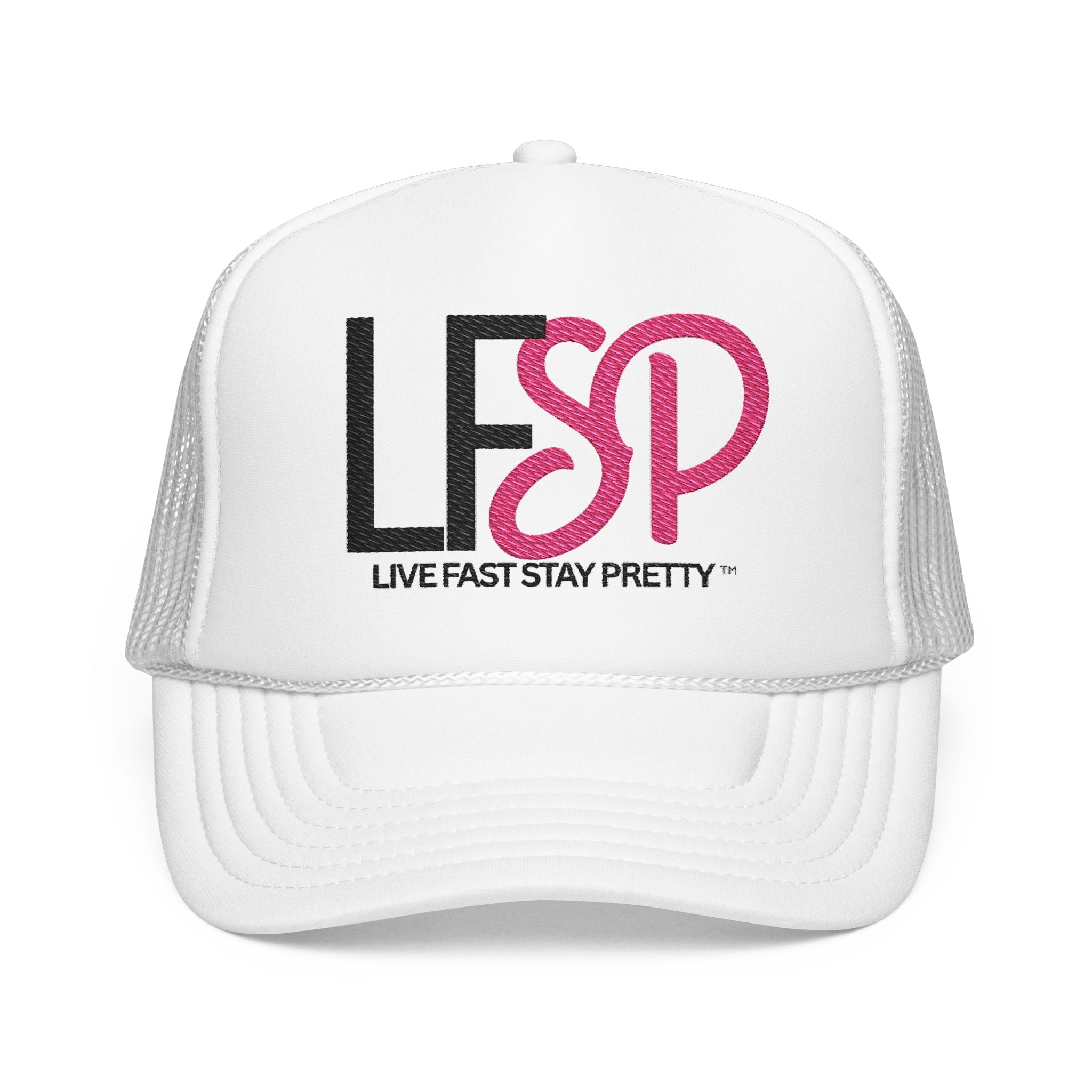 Live Fast Stay Pretty  Embroidered Trucker Hat — LFSP Logo