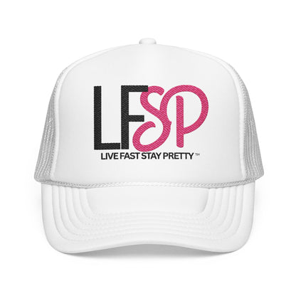 Live Fast Stay Pretty  Embroidered Trucker Hat — LFSP Logo