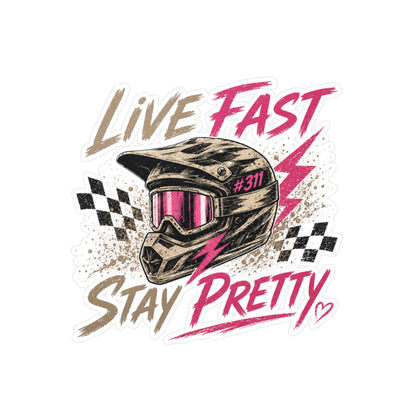 Live Fast Stay Pretty helmet sticker | Vinyl Kiss-Cut Sticker