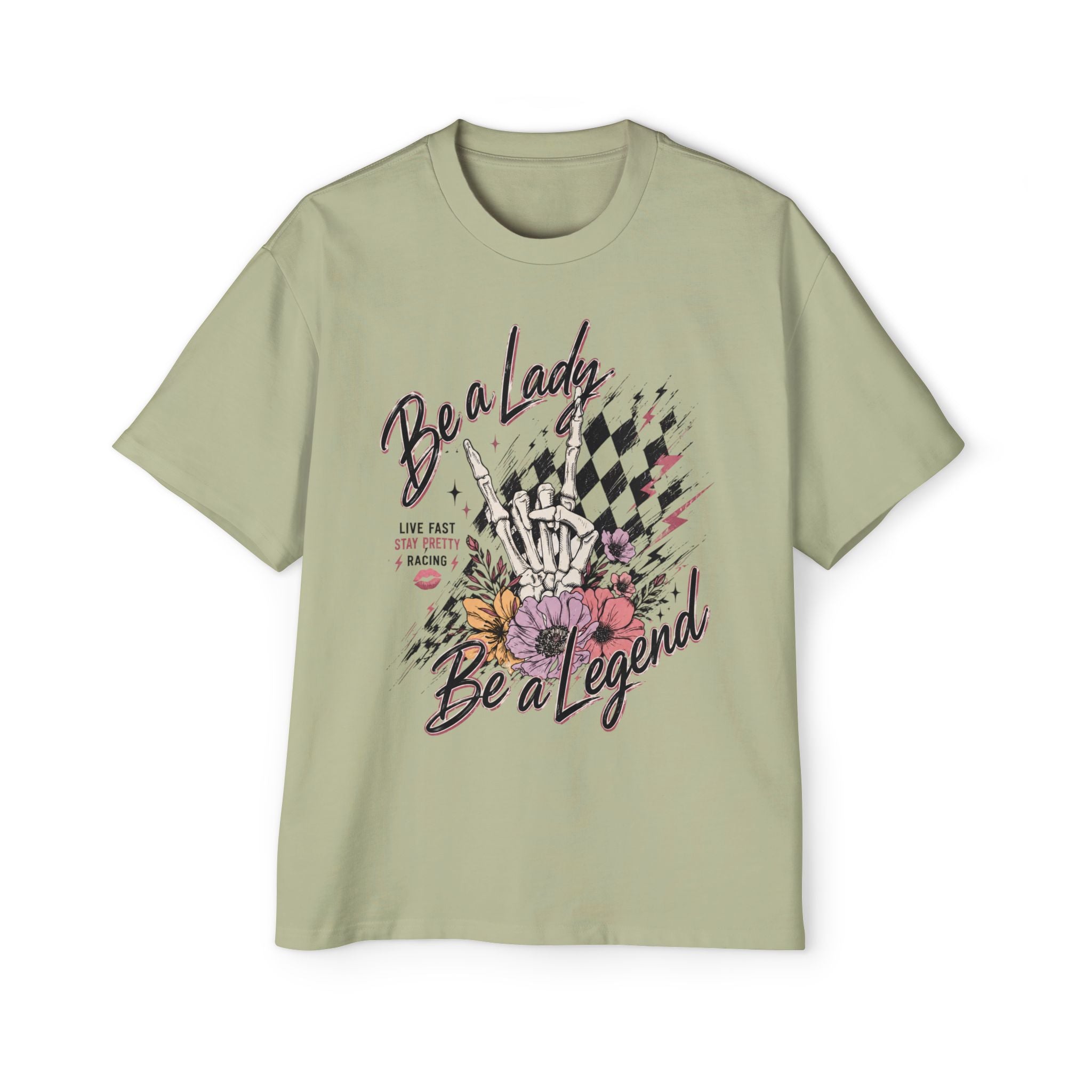 Be a Lady Be a Legend Graphic Tee — Vintage Floral Racing Design