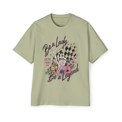 Be a Lady Be a Legend Graphic Tee — Vintage Floral Racing Design