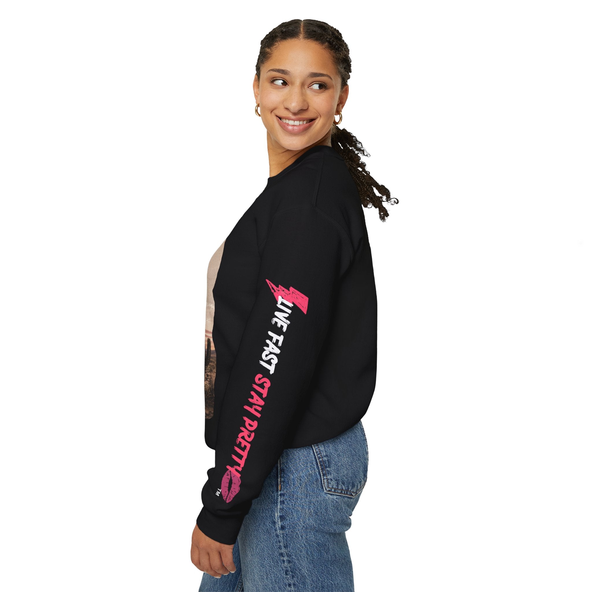 Crewneck Sweatshirt - "Racing on Caffeine and Chaos" Desert Off-Road Graphic