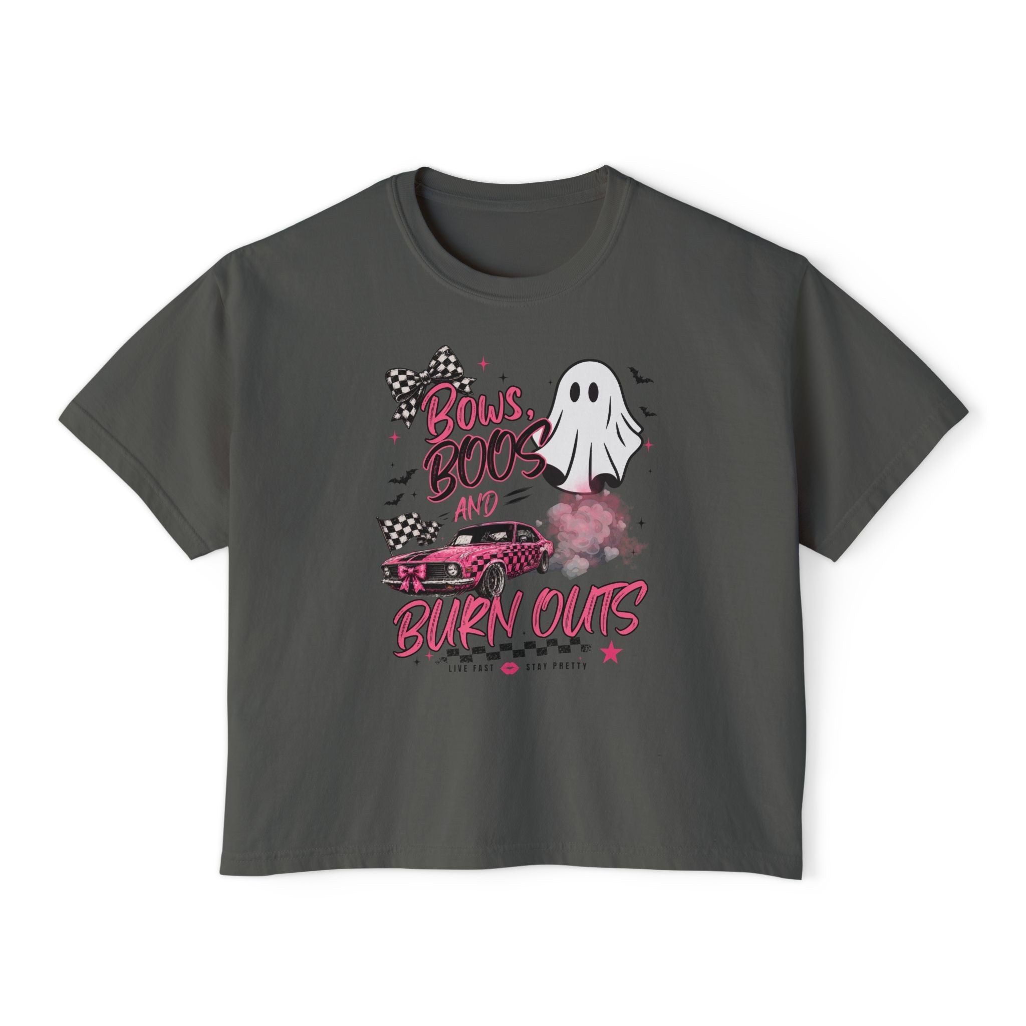 Bows, Boos, & Burnouts-Womens Boxed Cropped Tee