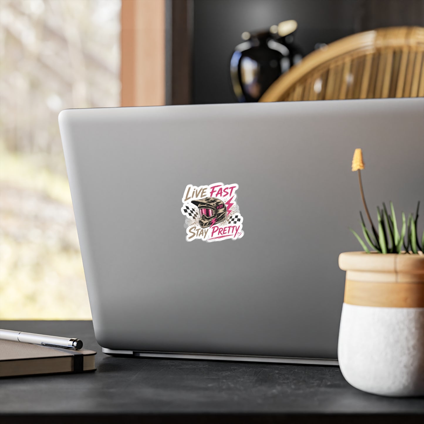 Live Fast Stay Pretty helmet sticker | Vinyl Kiss-Cut Sticker