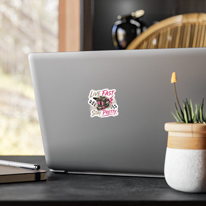 Live Fast Stay Pretty helmet sticker | Vinyl Kiss-Cut Sticker