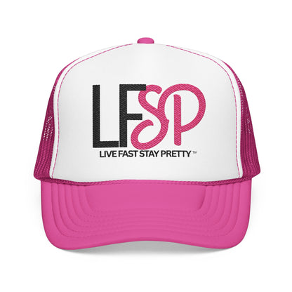 Live Fast Stay Pretty  Embroidered Trucker Hat — LFSP Logo