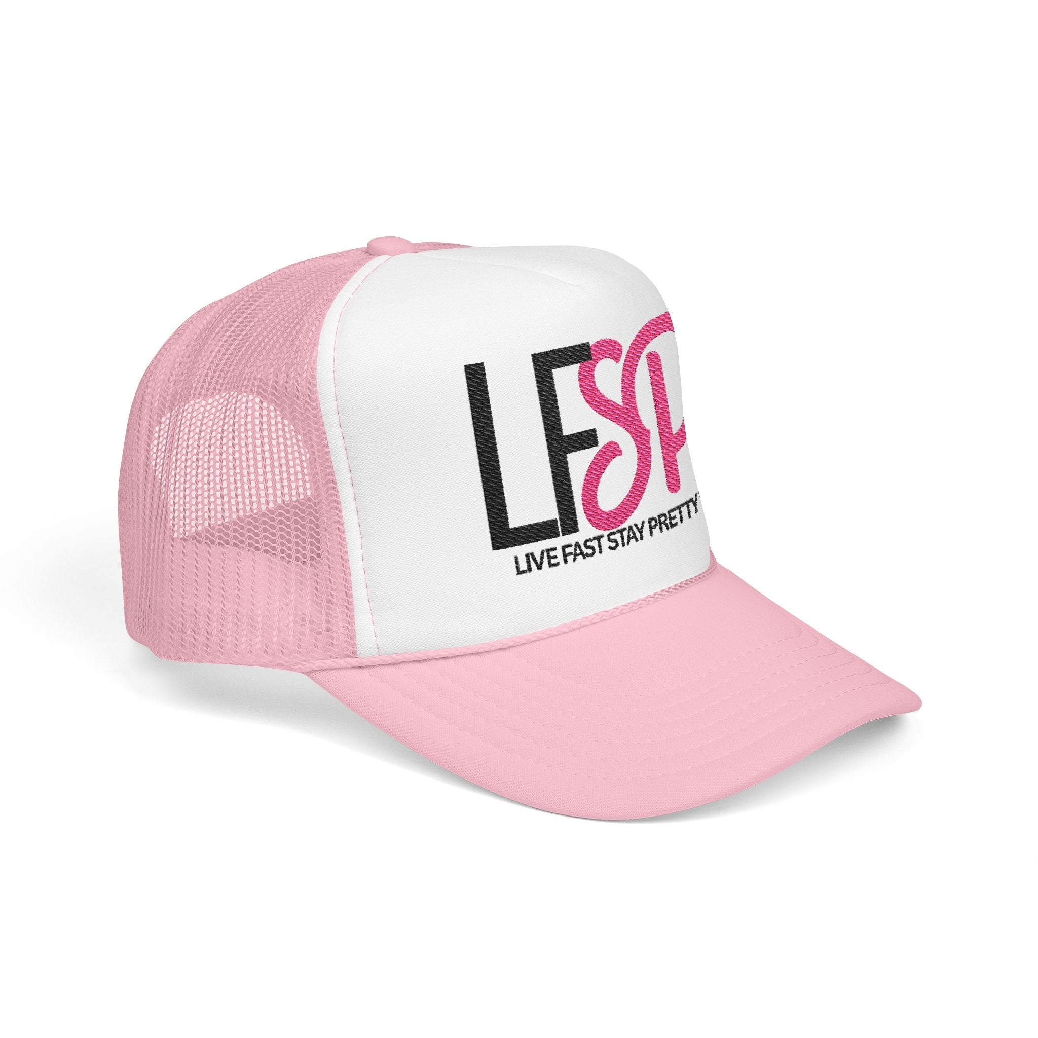 Live Fast Stay Pretty  Embroidered Trucker Hat — LFSP Logo