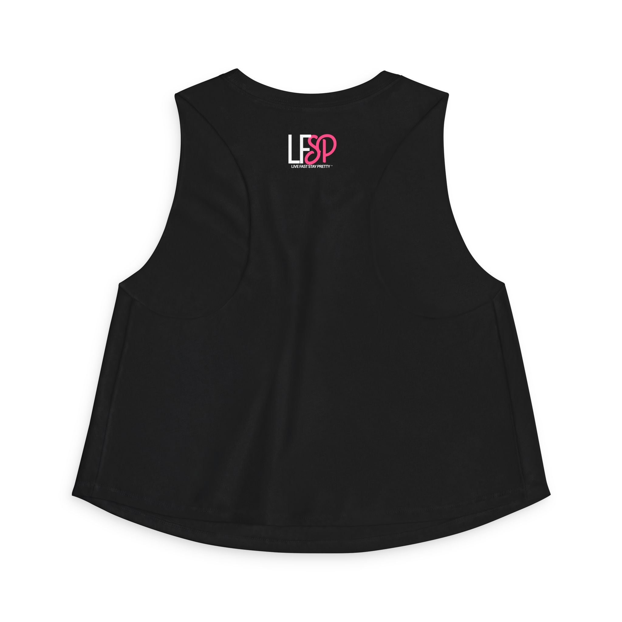 Live Fast Stay Pretty Crop Tank — Retro Racing Pink Graphic Women's Crop Top