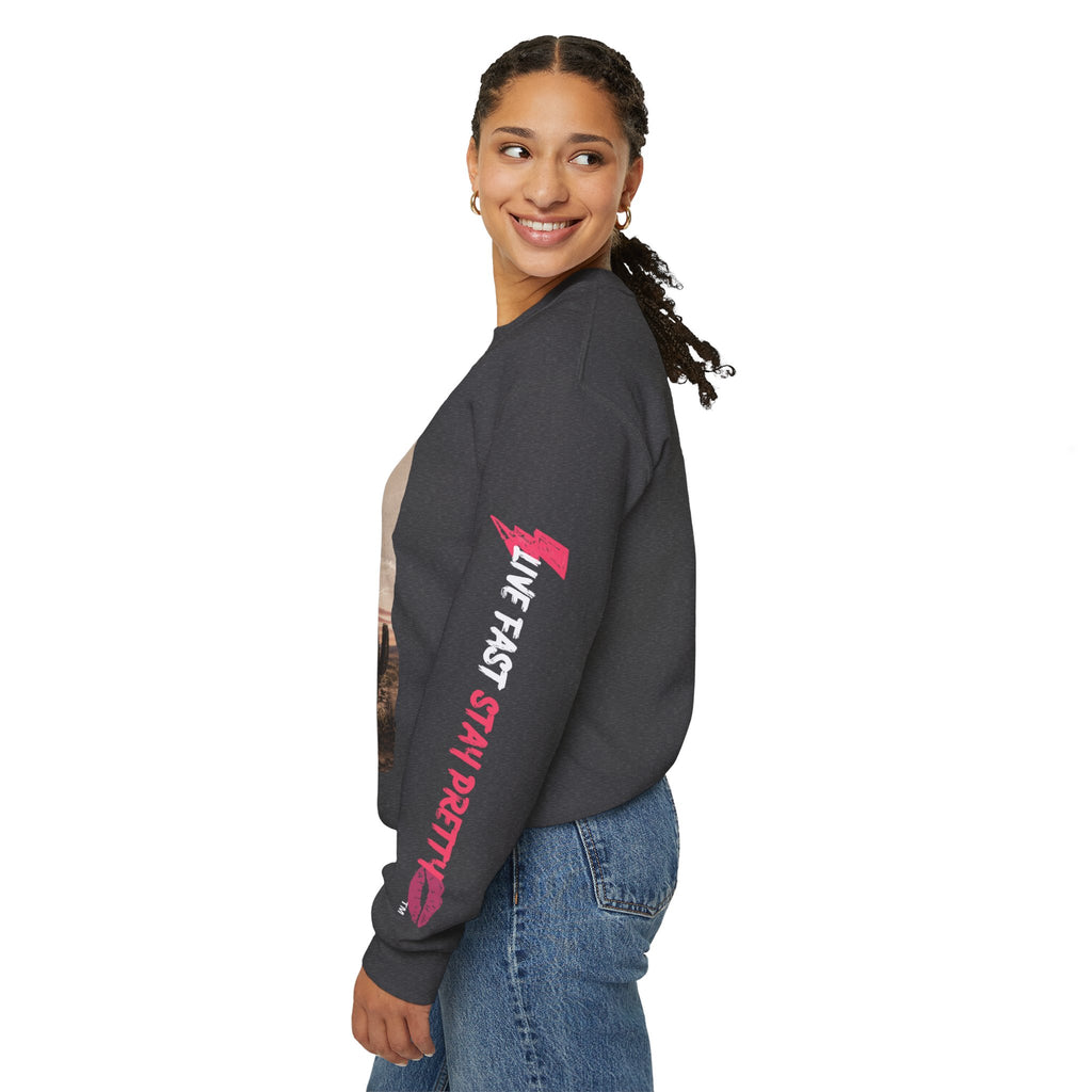 Crewneck Sweatshirt - "Racing on Caffeine and Chaos" Desert Off-Road Graphic