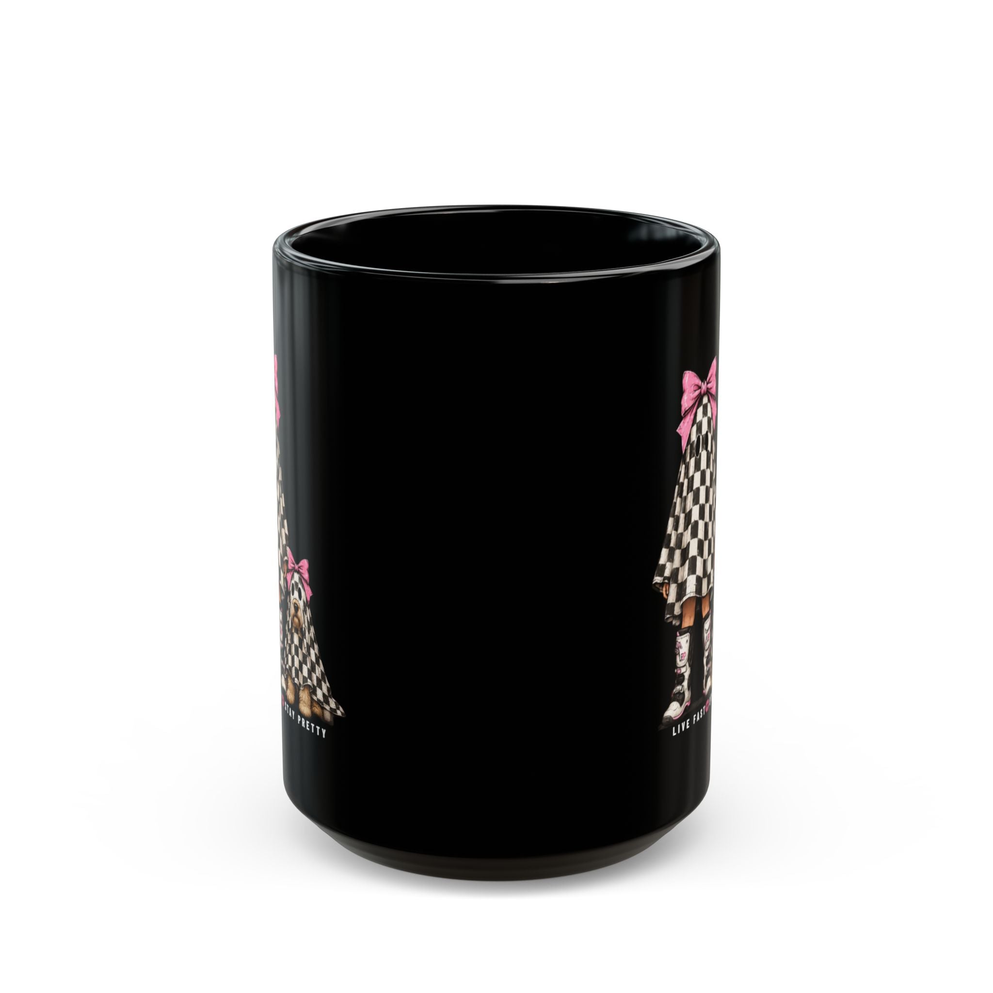 Checkerboard Ghost Girl & Puppy Mug (11oz/15oz)