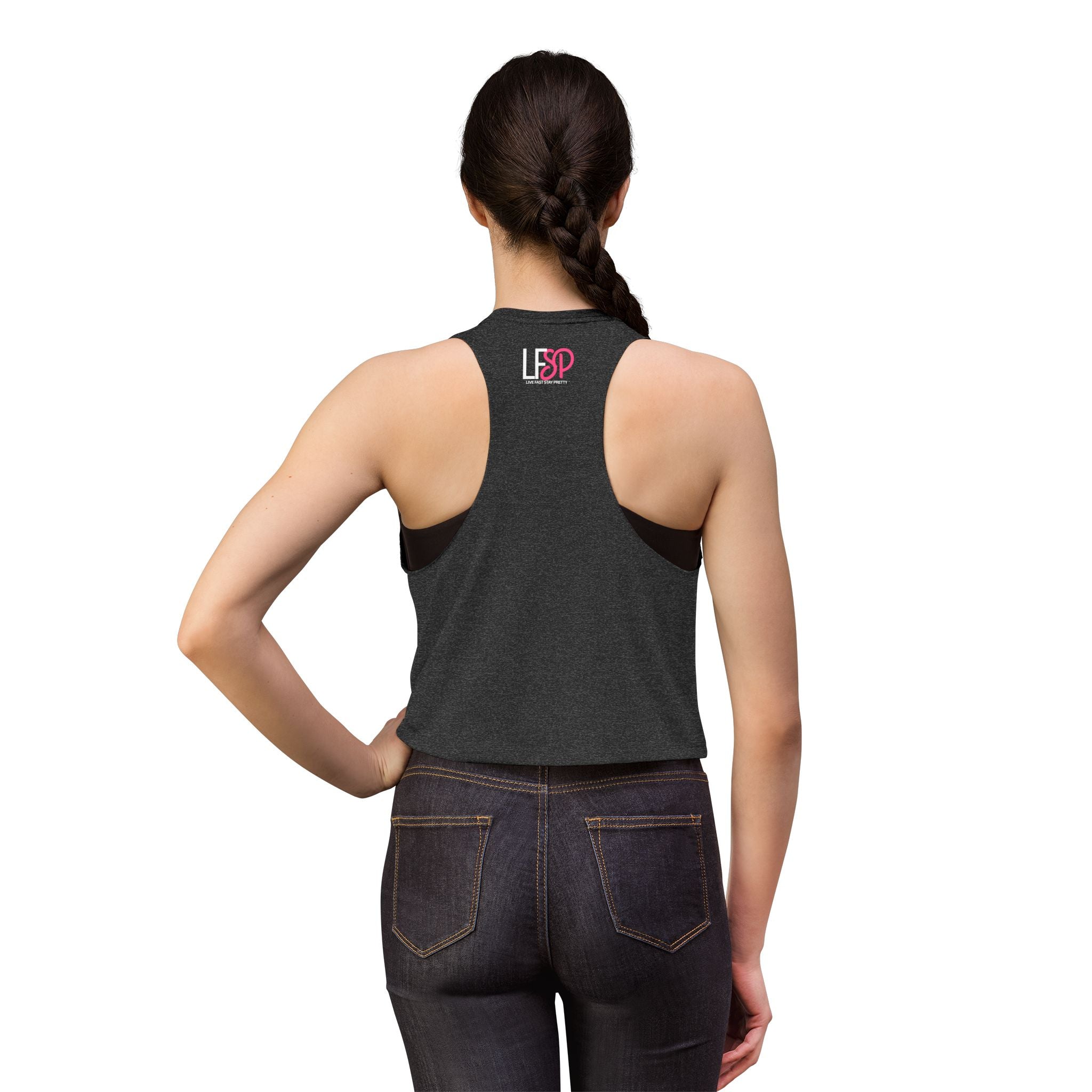 Live Fast Stay Pretty Crop Tank — Retro Racing Pink Graphic Women's Crop Top