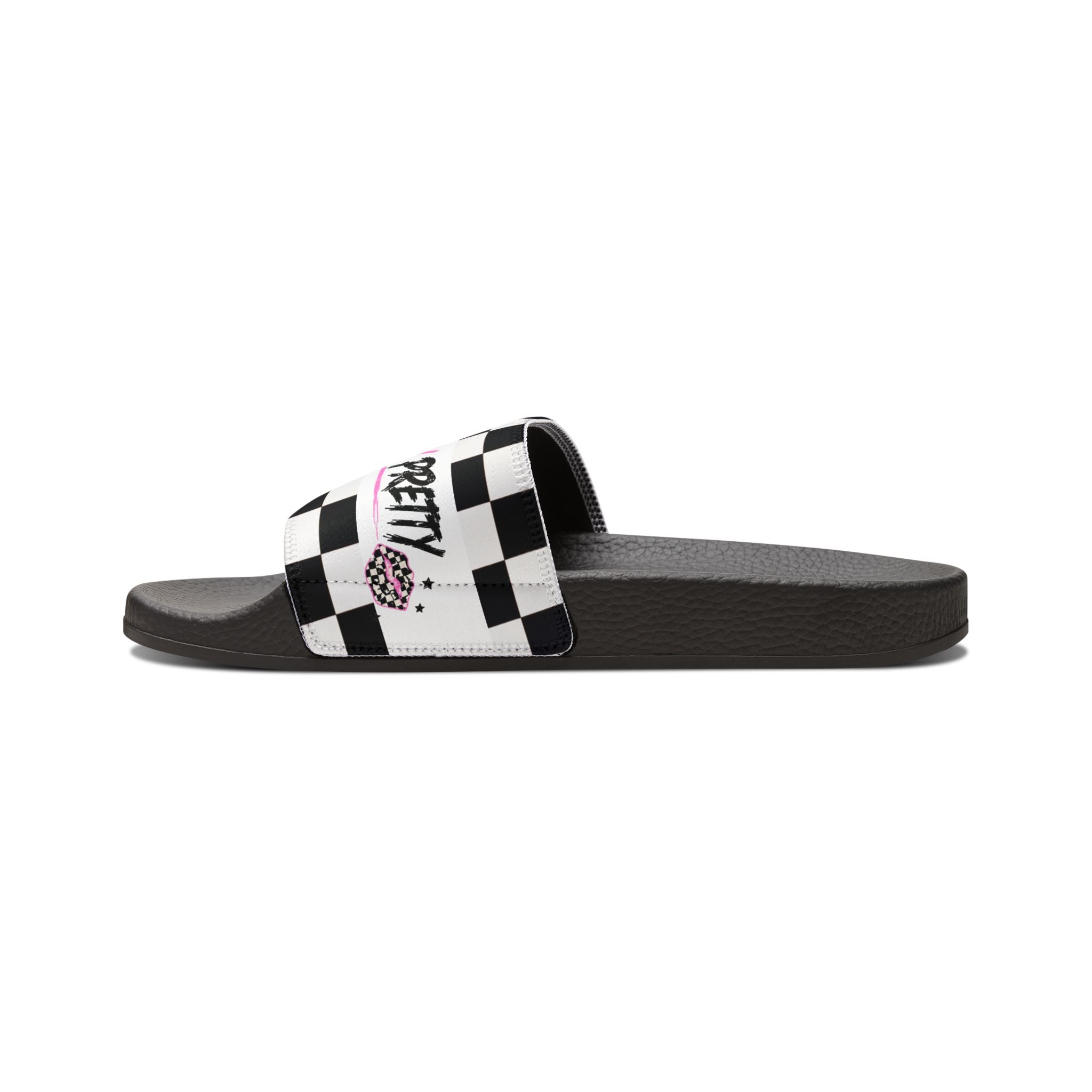 Youth Checkerboard 'Pretty' Slide Sandals