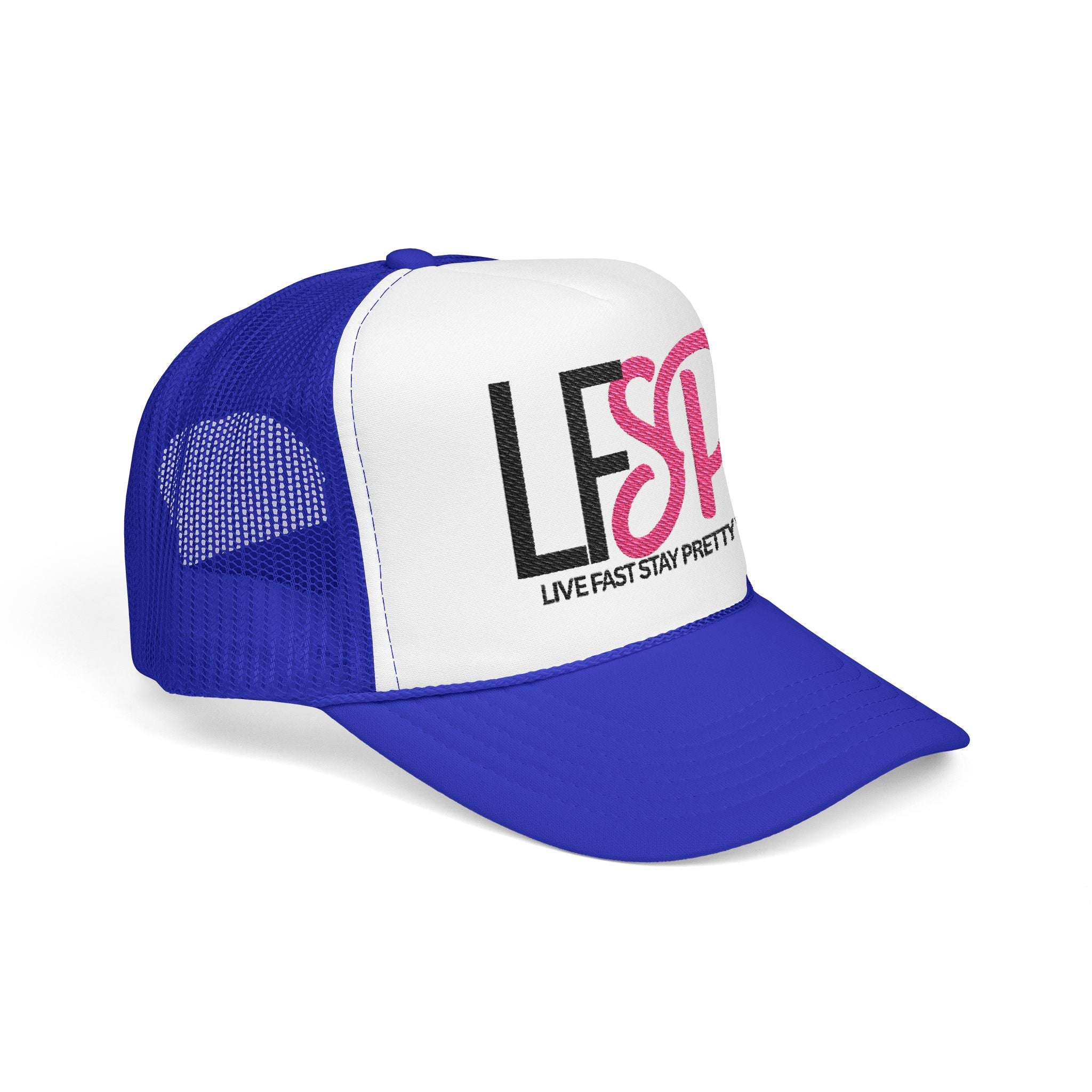 Live Fast Stay Pretty  Embroidered Trucker Hat — LFSP Logo