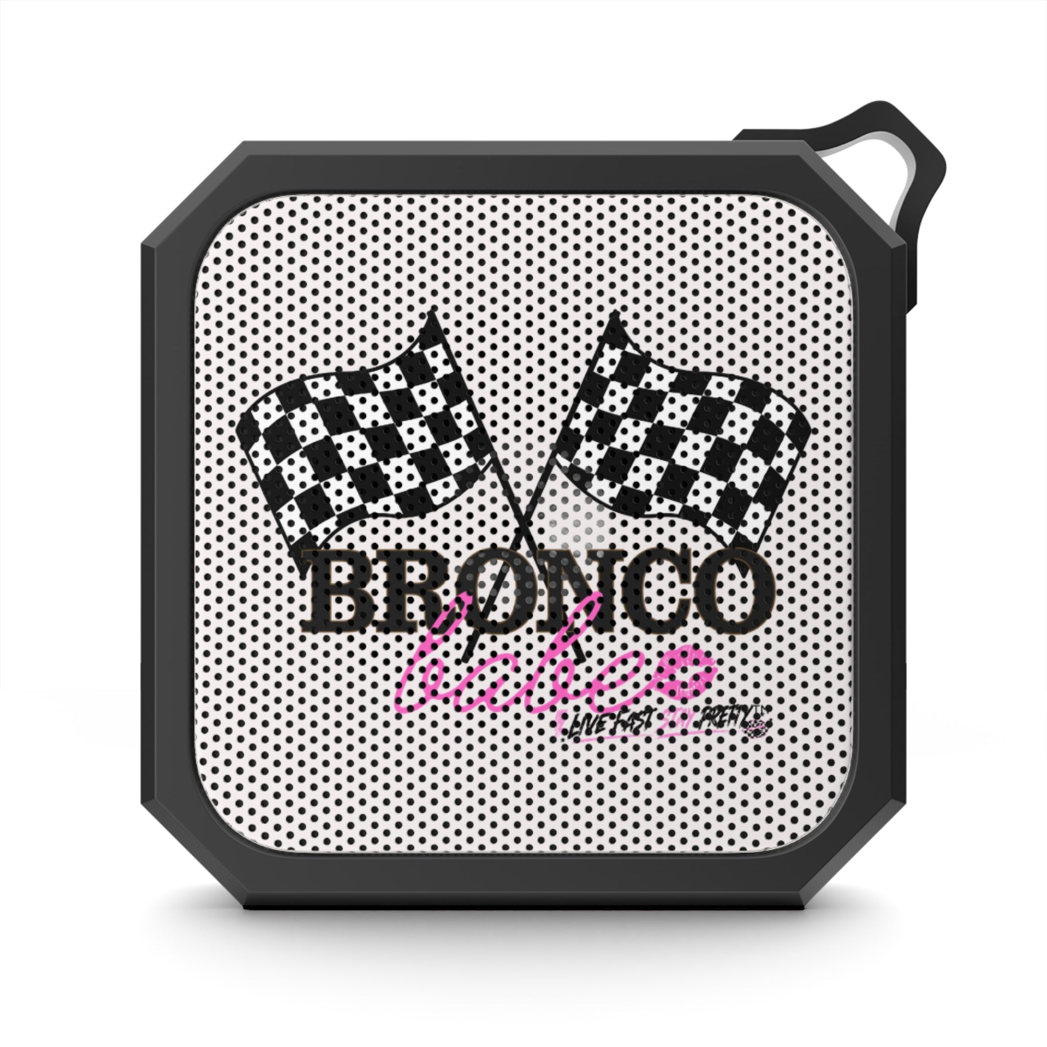 Portable Outdoor Bluetooth Speaker — "Bronco Babe" Racing Flag Design