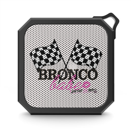 Portable Outdoor Bluetooth Speaker — "Bronco Babe" Racing Flag Design