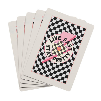 Live Fast Stay Pretty Poker Playing Cards | Checkerboard Ace Design