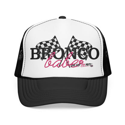 Trucker Hat — 'Bronco Babe' Racing Flags Foam Trucker Hat